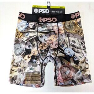 PSD Icey Racks Boxer Briefs Medium Dollar Bills Gold Diamonds Chains Watches